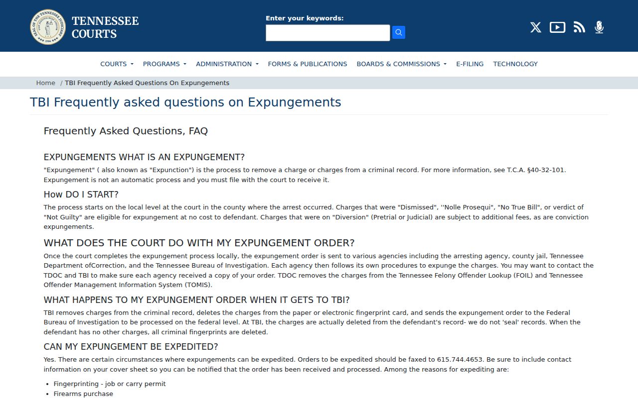 Tennessee expungement guidance for Hawkins County arrests